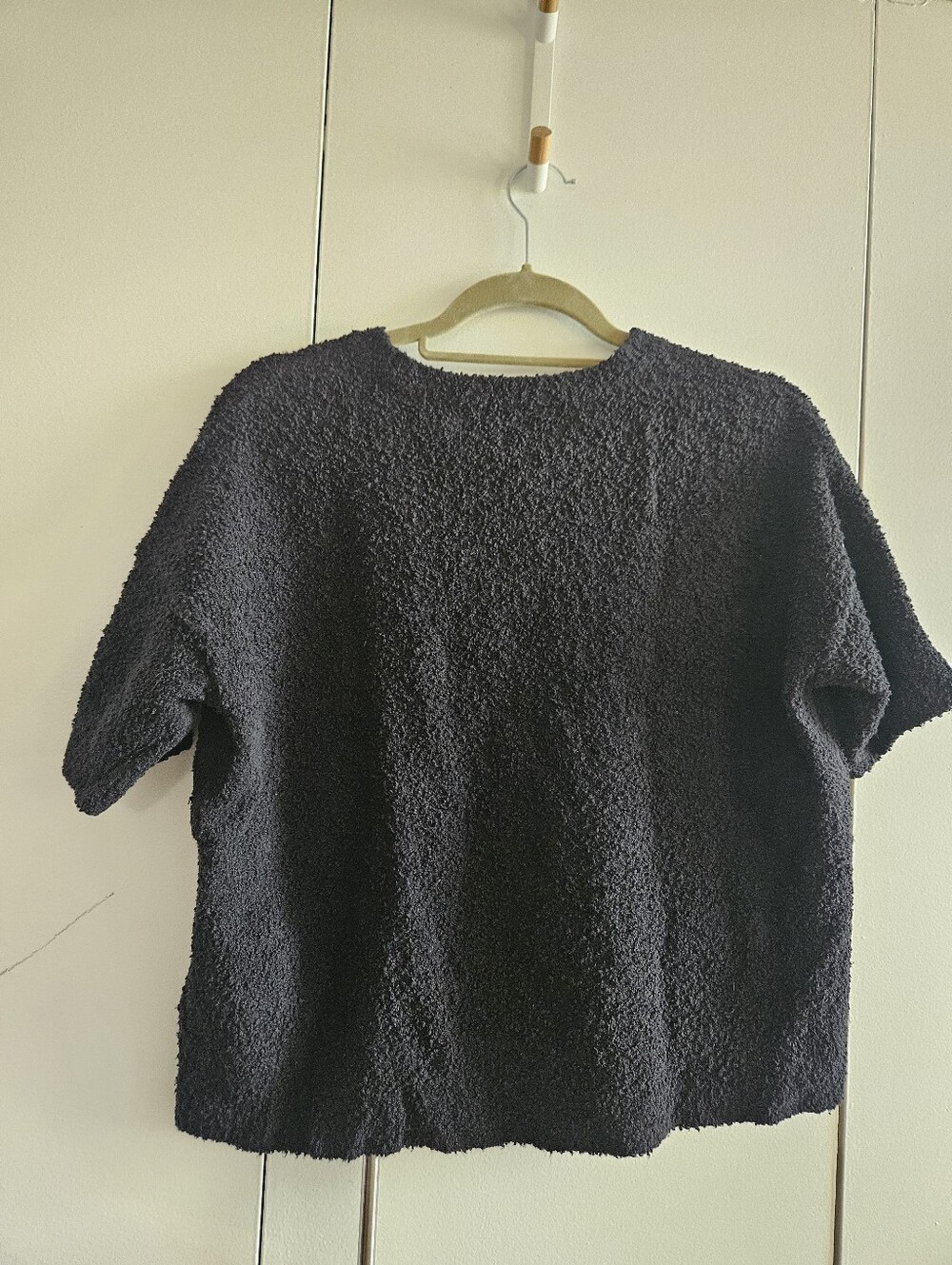 Eileen Fisher Black Boucle Textured Knit Boxy Top Size S - Picture 2 of 4